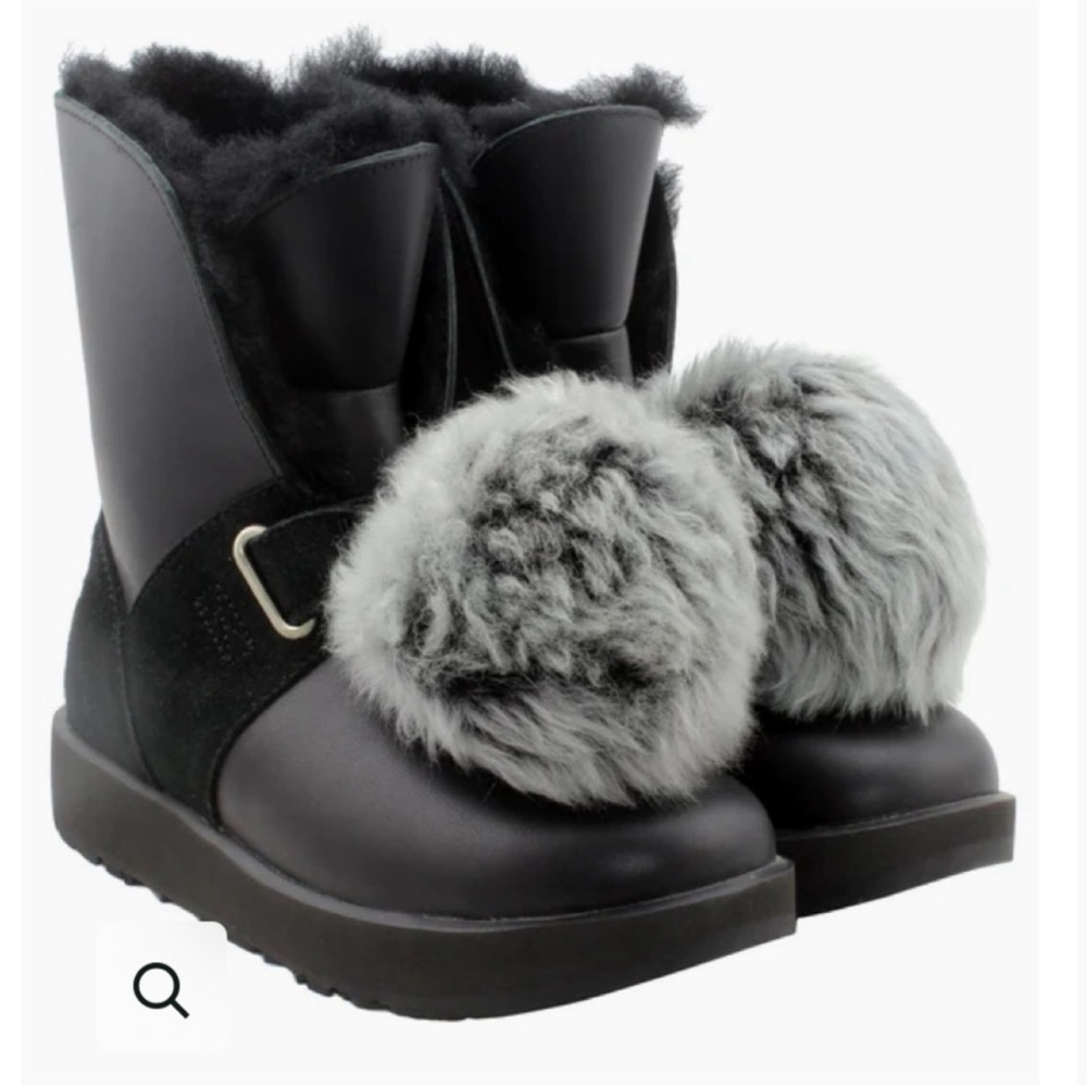 UGG Pure Isley Black waterproof Boots Pom Pom size 9 with box